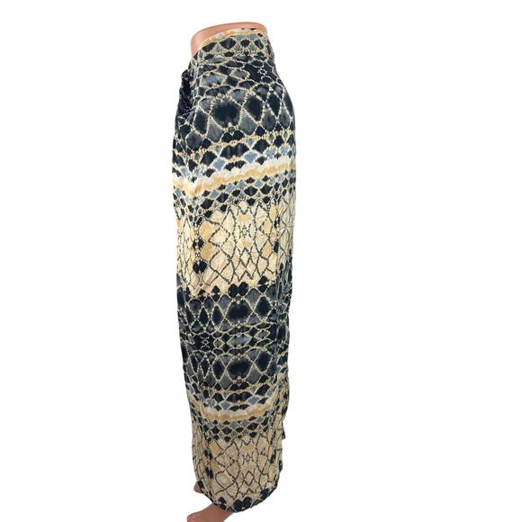 Zara Multicolor Printed Lightweight Tie Front High Slit Boho Midi Skirt Size M - Picture 4 of 8